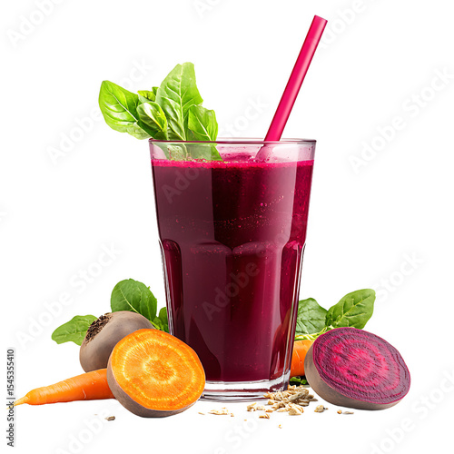 Vibrant Beetroot Juice with Fresh Ingredients and Garnish