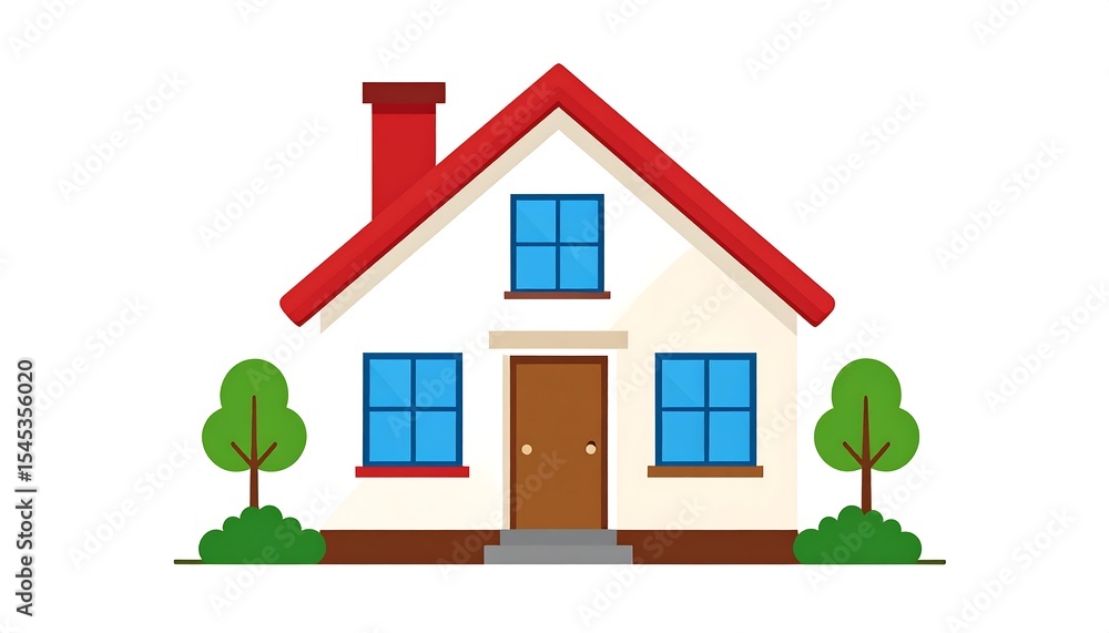 Cozy House with Suburban Home, and Trees. Cozy House with Suburban Home, and Trees.