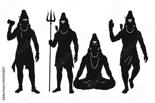 Lord Shiva silhouette on white background EPS