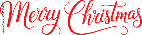 Elegant Red Merry Christmas Calligraphy Festive Winter Holiday Greeting