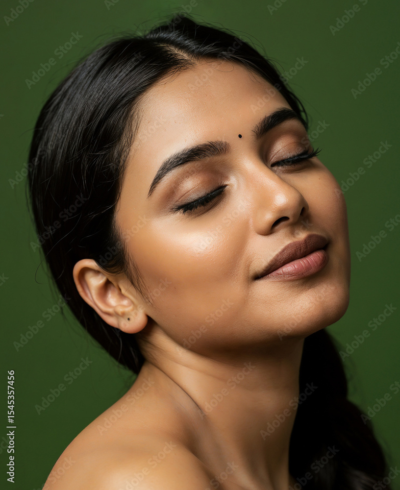 Portrait of a beautiful woman with closed eyes and radiant skin. Portrait of a beautiful woman with closed eyes and radiant skin.