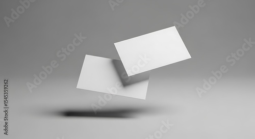 Blank Business Cards Mockup Floating Design, Clean Minimalist Branding Elements for Presentation