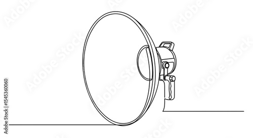 Communication Dish Silhouette: A minimal, clean illustration of a satellite dish, ideal for telecommunications, data transfer, and broadcasting concepts, conveying technological advancement.