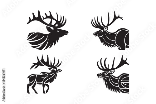 Canvas-taulu Moose and Elk Silhouette Designs