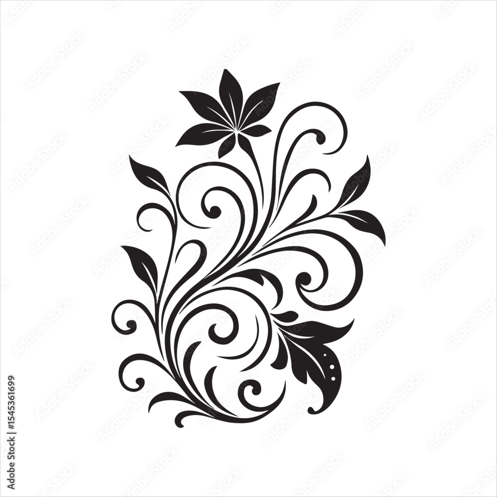 Elegant Floral Scrollwork Design Classic Flourish Aesthetic for Invitations Cards and Decorative Prints with a Timeless Artistic Appeal Elegant Floral Scrollwork Design Classic Flourish Aesthetic for Invitations Cards and Decorative Prints with a Timeless Artistic Appeal
