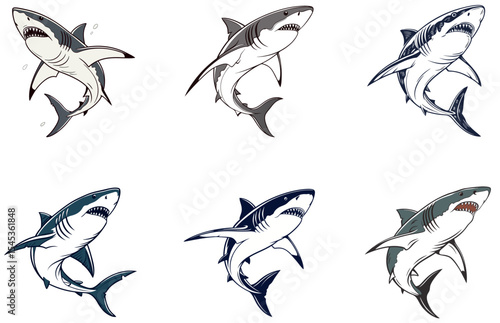 Shark Vector Designs Set Fierce and Modern Ocean Predator Illustrations