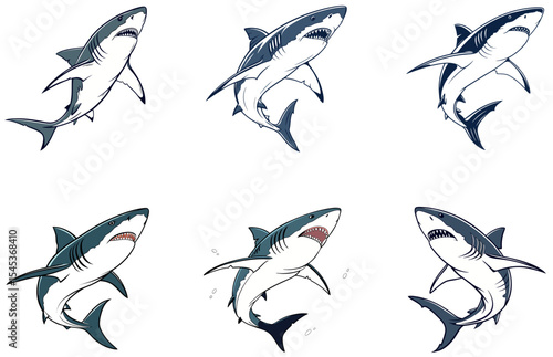 Shark Vector Designs Set Bold and Versatile Ocean Predator Illustrations