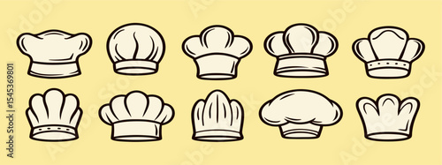 Collection of Ten Different Chef Hat Illustrations