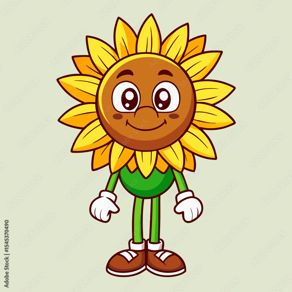 Fototapeta premium Cute Cartoon Sunflower Character Illustration