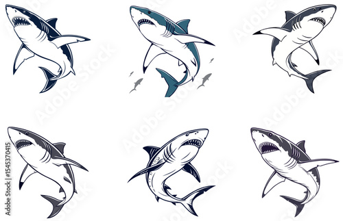 Shark Vector Designs Set Fierce and Stylish Ocean Predator Illustrations