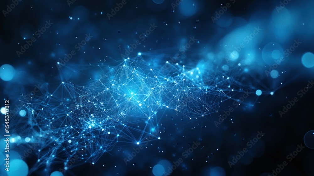 Abstract network design, dark blue, glowing points Abstract network design, dark blue, glowing points