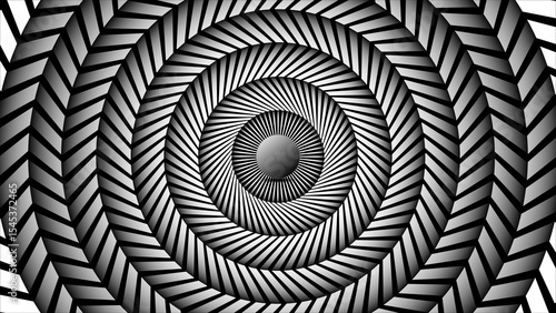 Abstract Wavy Zigzag Radial Lines Circular Optical Illusion Art. Vector