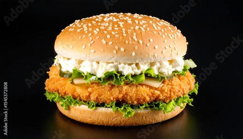 Wallpaper Mural Crispy Chicken Burger Closeup. Torontodigital.ca