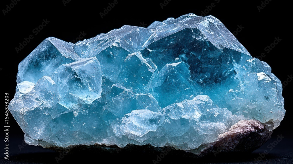 Obraz premium Azure calcite cluster on dark background