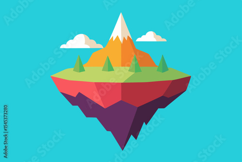  floating island mountain with surreal colors