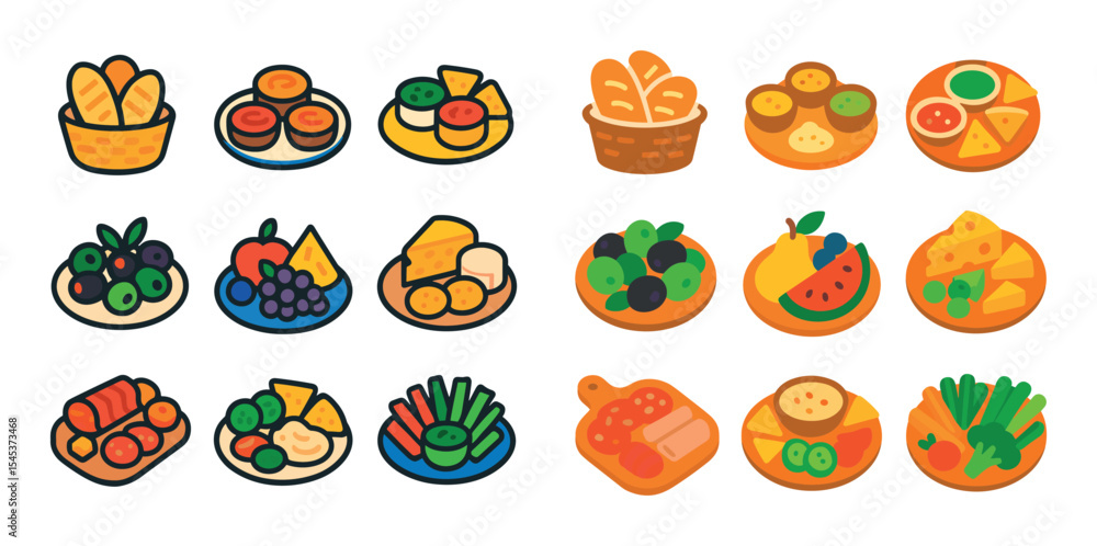 Fototapeta premium Colorful Snack Icon Grid