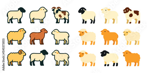 Colorful Sheep Icon Grid