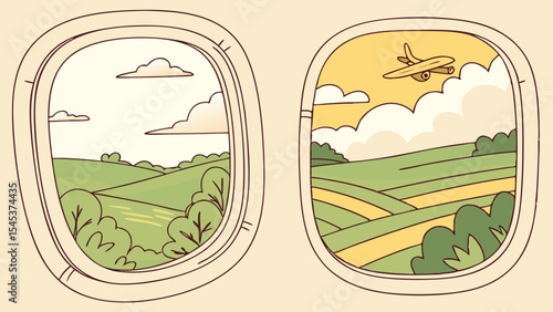 Farm fresh vegetables flourish in a vibrant vector illustration of a summer landscape with green fields, a bright sky, and rolling hills