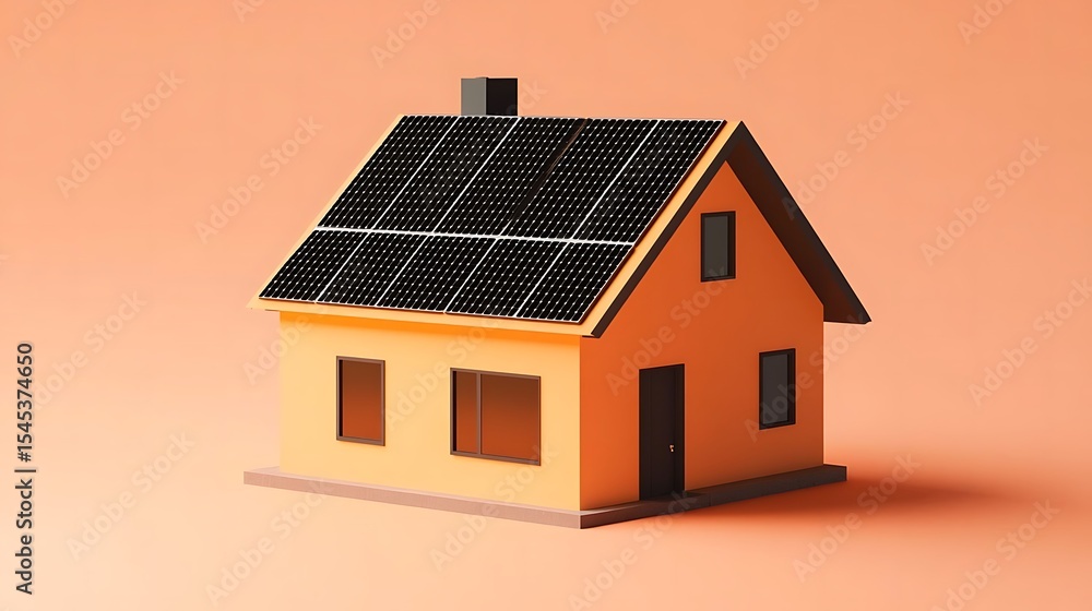 Solar House with Orange Background. (1) Solar House with Orange Background. (1)