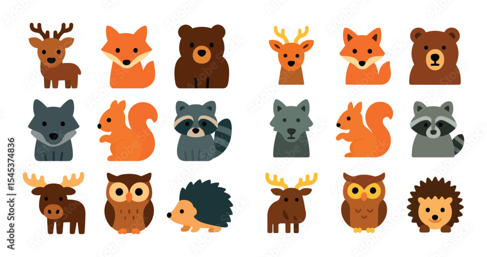 Obraz premium Colorful Forest Icons