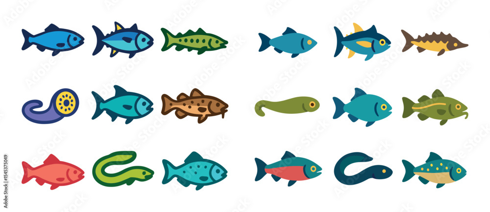 Migratory Fish Icons Migratory Fish Icons