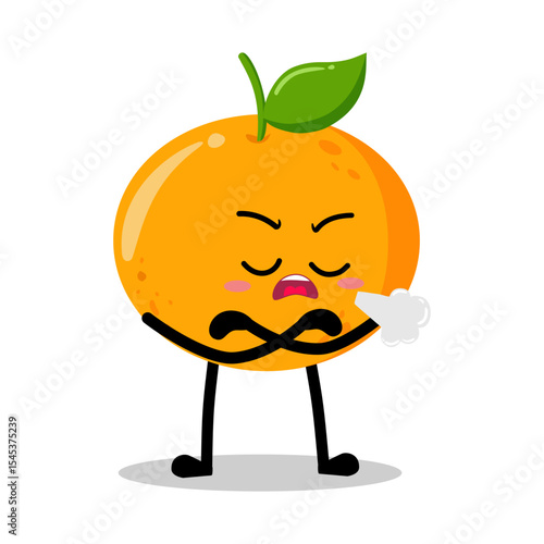 Cute Hand Drawn orange Face Grumpy