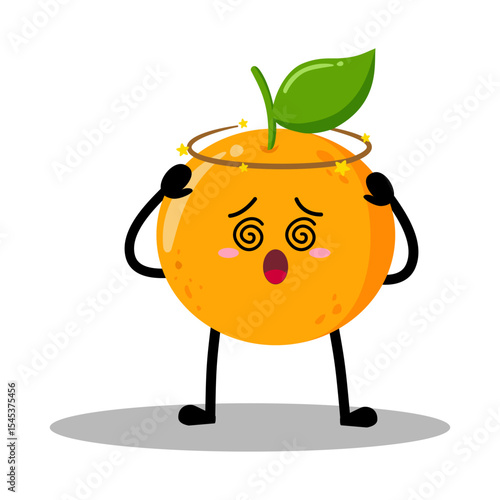 Cute Hand Drawn Dizzy orange Spinning Head