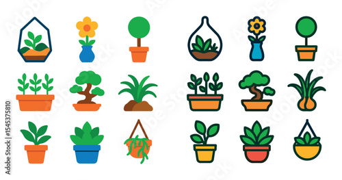 Colorful Plant Icon Grid