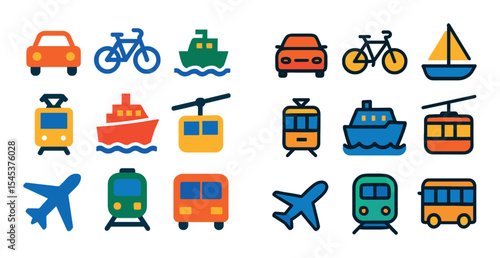 Colorful Transport Icons