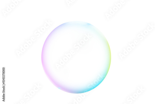 Vibrant soap bubble with rainbow iridescence floating against a black background
