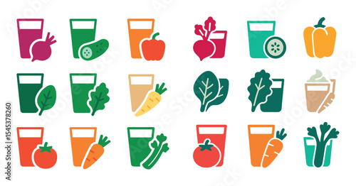 Colorful Vegetable Juice Icons
