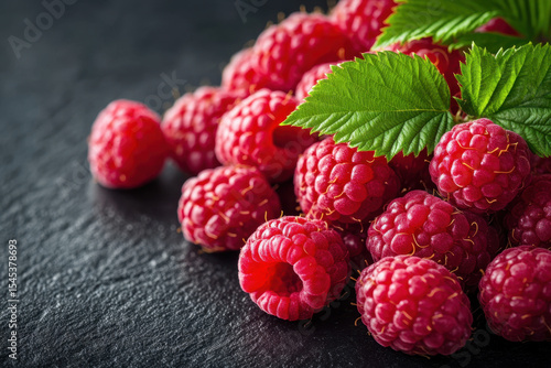 Ras ras fruit with leaves on black background.