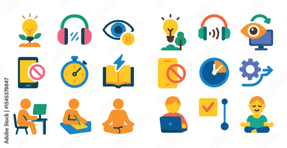 Fototapeta premium Focus Method Icons