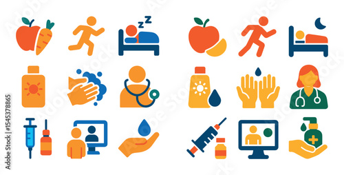 Colorful Disease Prevention Icons