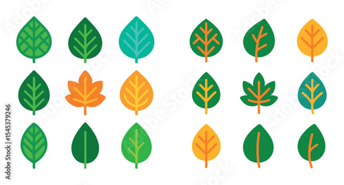 Colorful Leaf Vein Icons