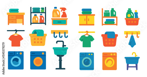 Colorful Laundry Room Icons