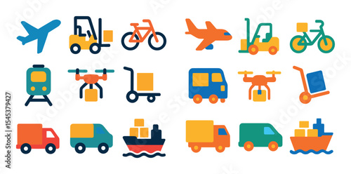 Colorful Logistics Vehicle Icons