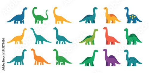 Colorful Sauropod Icons
