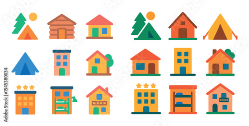 Colorful Accommodation Icons