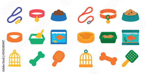 Colorful Pet Supply Icons