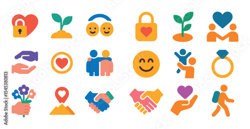 Colorful Wedding Icons Grid