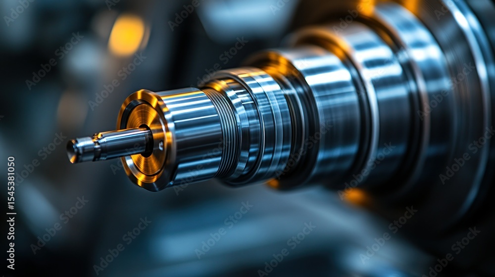 Obraz premium Close-up of intricate machine parts, gleaming metal components