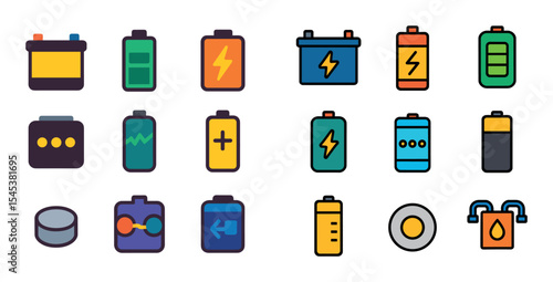 Colorful Battery Icons Grid