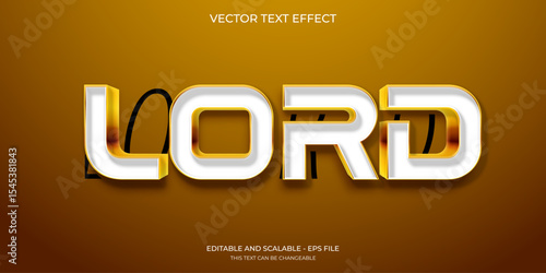 LORD 3D Gold White Text Effect Editable Design