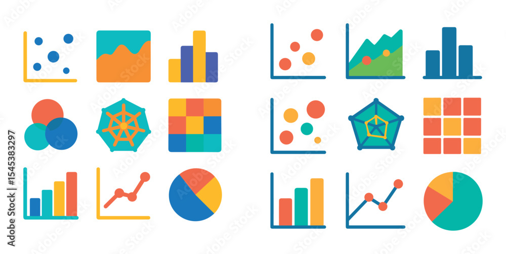 Colorful Chart Icon Set Colorful Chart Icon Set
