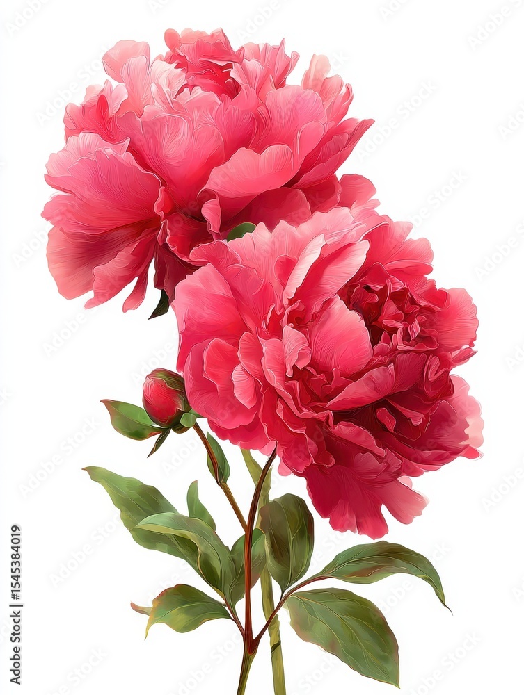 Fototapeta premium peony flowers isolated on white