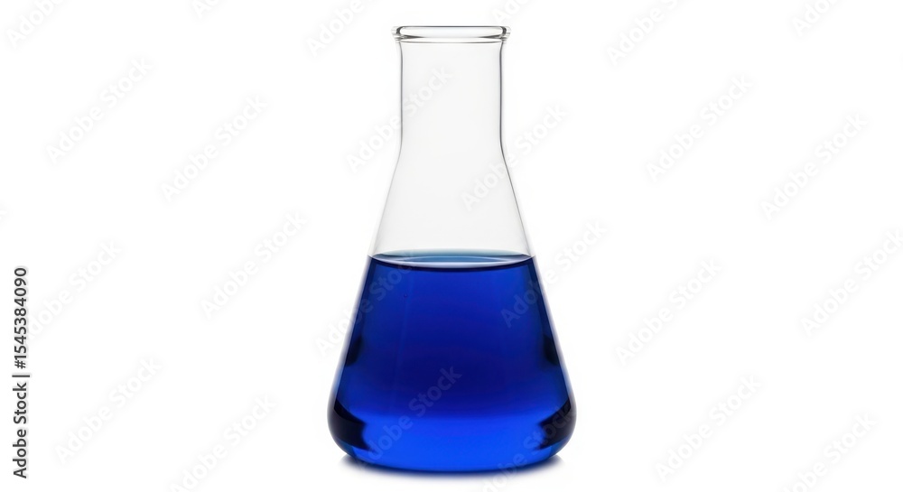 Blue Liquid in Erlenmeyer Flask Chemistry Experiment Blue Liquid in Erlenmeyer Flask Chemistry Experiment