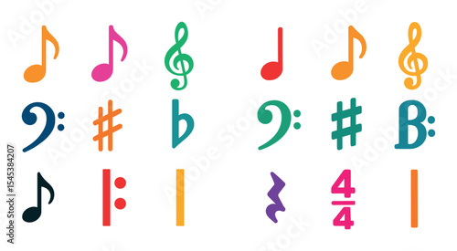 Colorful Musical Notation Icons