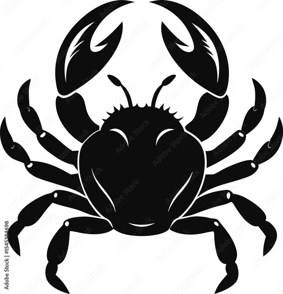 Fototapeta premium Crab Vector Silhouette Black Sea Animal Icon Illustration