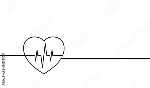 Heart beat icon. Pulse heartbeat. Rate line ecg isolated on white background. Medical ekg. Line art cardiovascular hearth. Healthy life. Monitor electrocardiogram. Cardio rhythm. Vector illustration